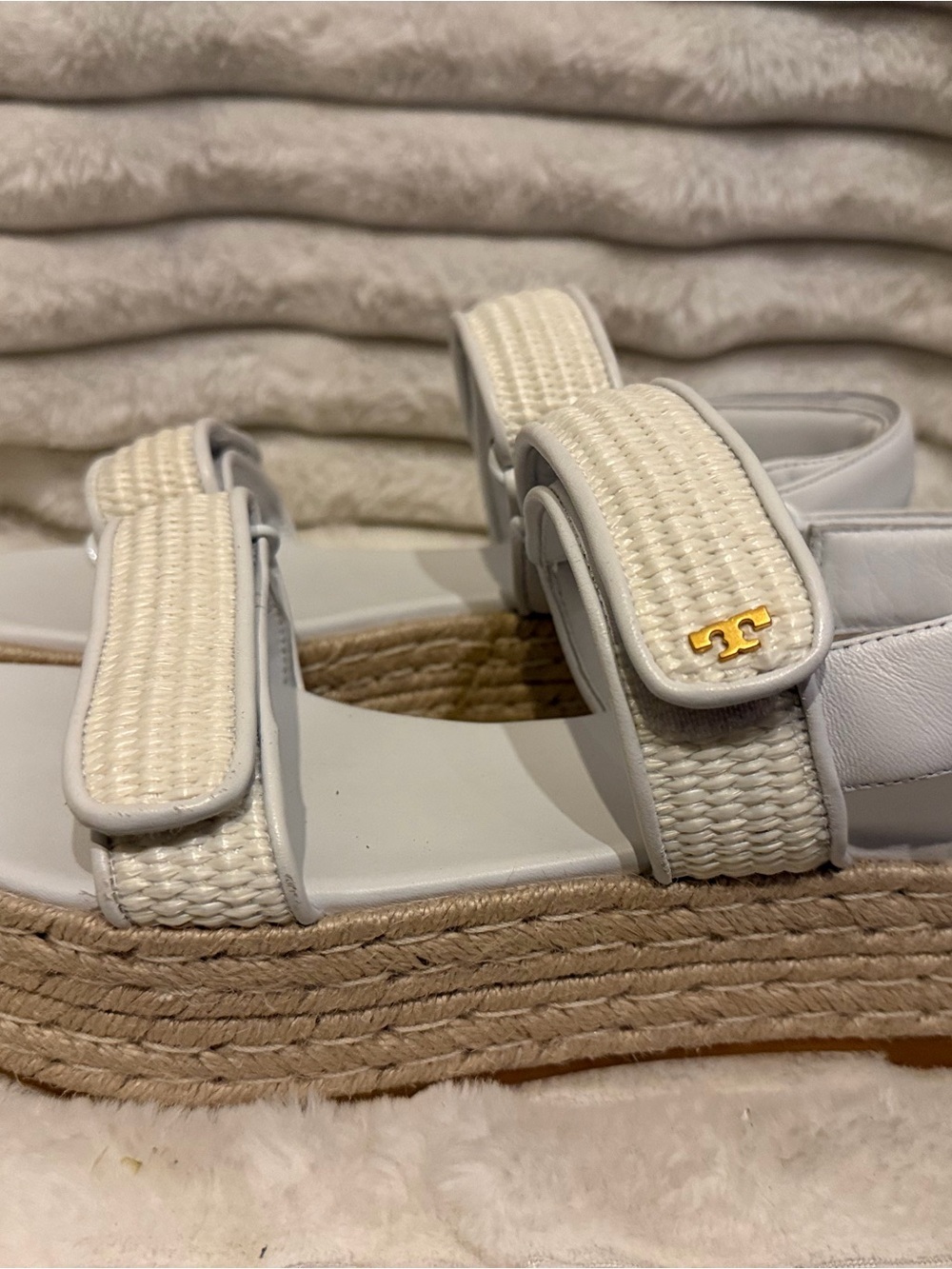 Tory Burch Cream and White Espadrille Platform Sandals - Picture 3 of 8